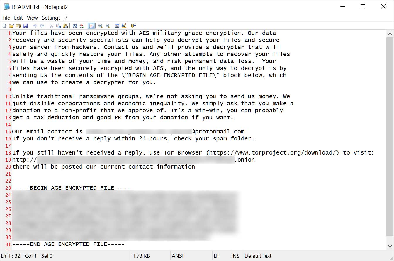 MalasLocker ransomware note