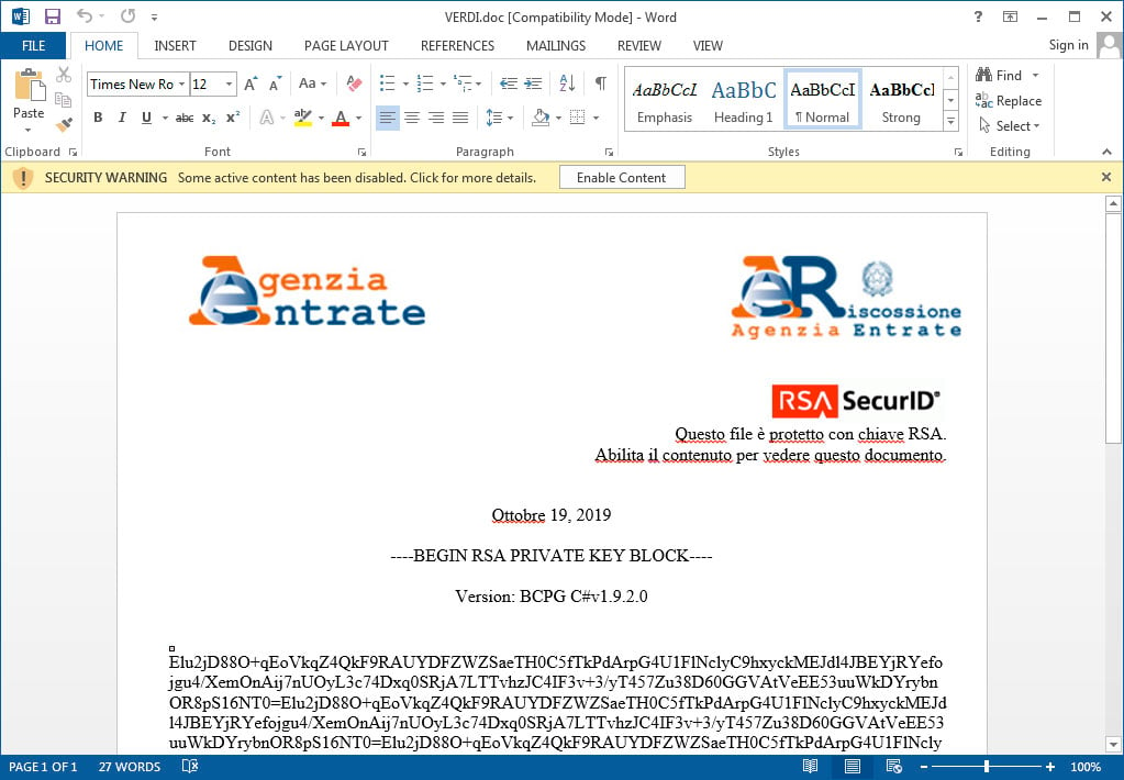 Malicious Word Document