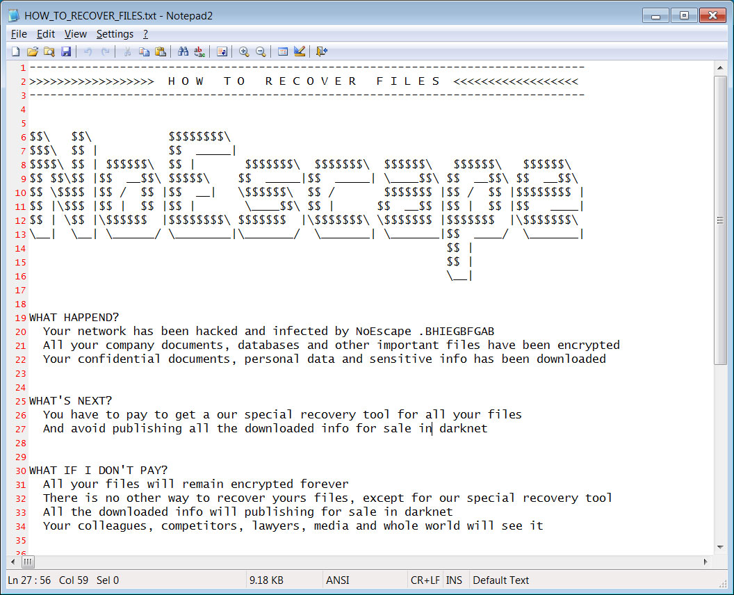 Meet NoEscape: Avaddon ransomware gang's likely successor 6 NoEscape ransom note