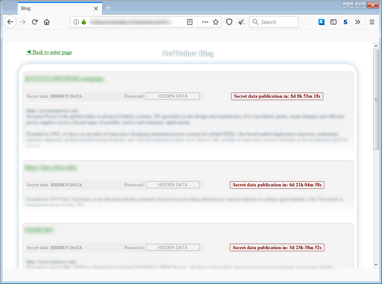 Stolen data leak blog