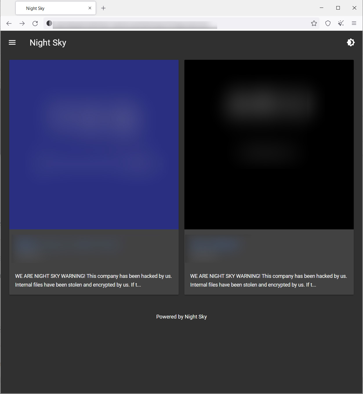 Night Sky data leak site