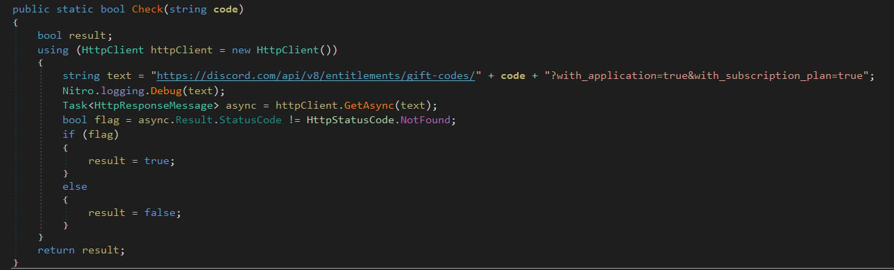 Checking if a Discord Nitro gift code is valid
