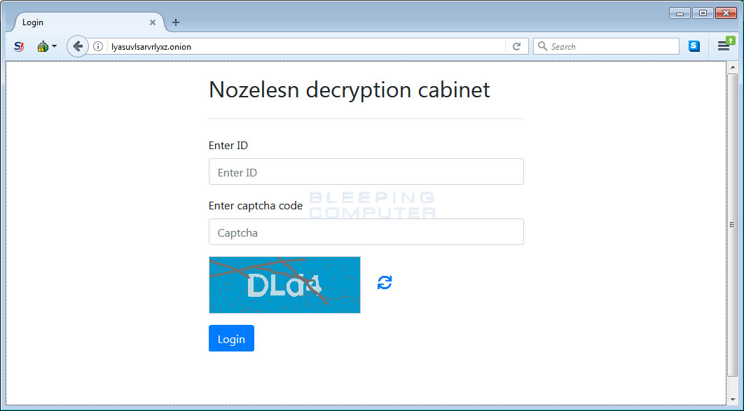 Nozelesn decryption cabinet login page