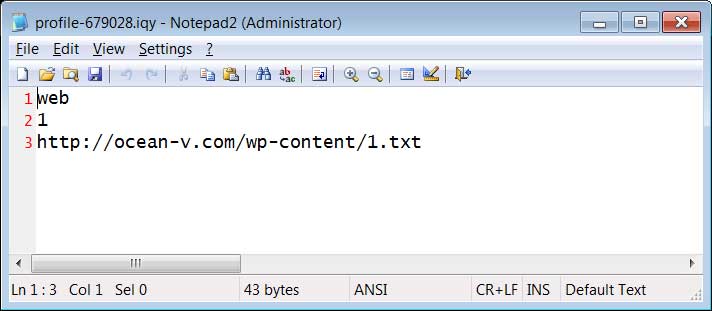 Paradise Ransomware IQY file