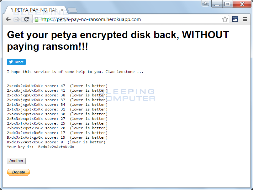 Petya Decryption Key Found