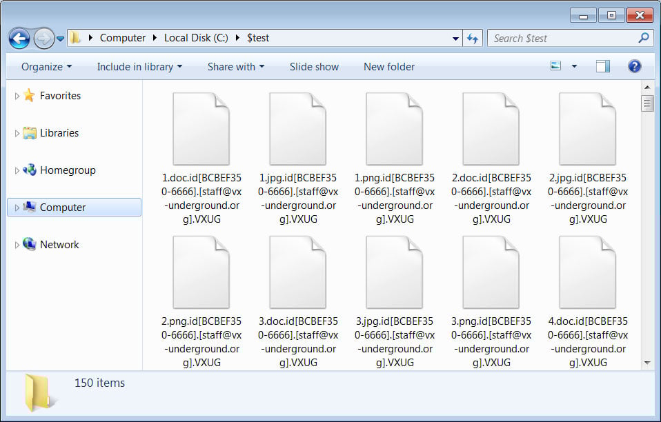 Files encrypted by the