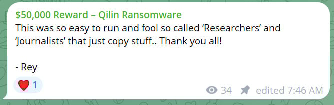 Post claiming fake reward was to troll researchers and journalists