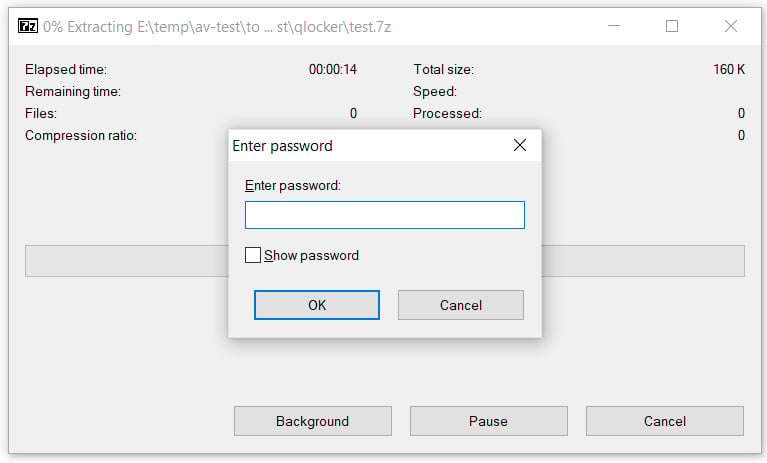 Arquivo 7zip protegido por senha