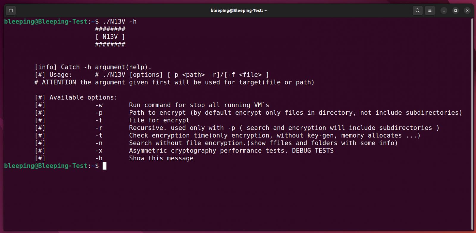 RedAlert / N13V ransomware command-line options