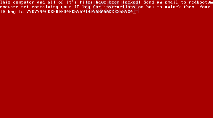 RedBoot Ransom Screen