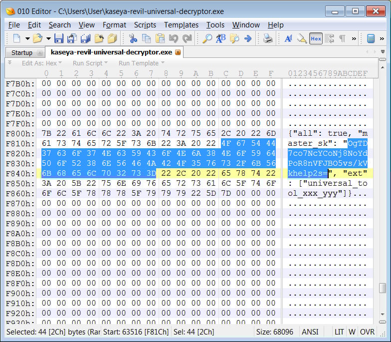 Patching an REvil universal decryptor