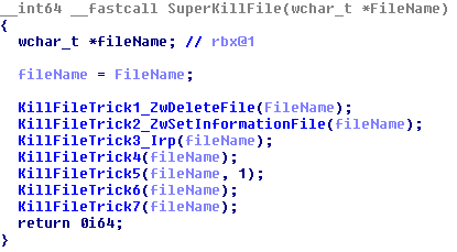 Code used by driver to delete files
