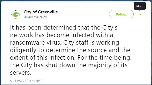 City of Greenville Tweet