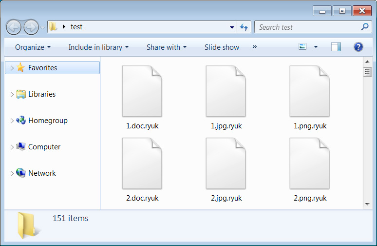 Archivos cifrados por la variante de ransomware Chaos