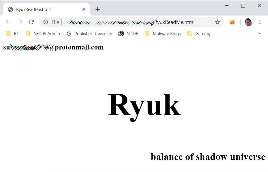 Epiq Global's Ryuk Ransom Note