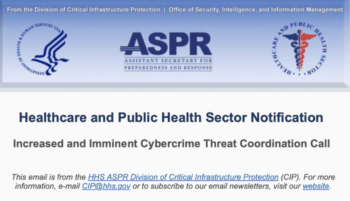 Email to healthcare providers