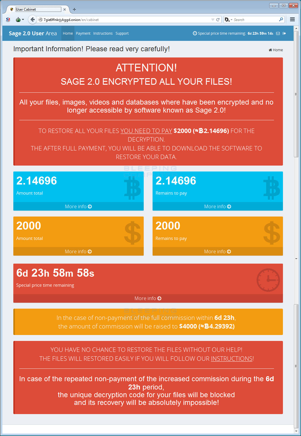 Sage 2.0 User Area Payment System