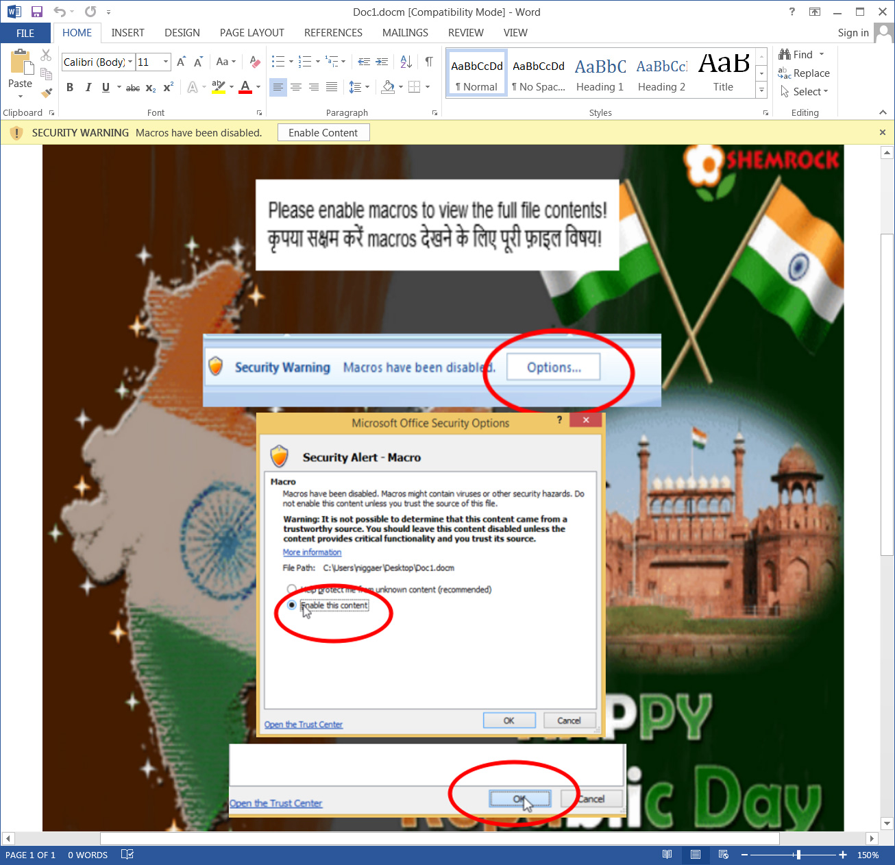 Malicious Word document