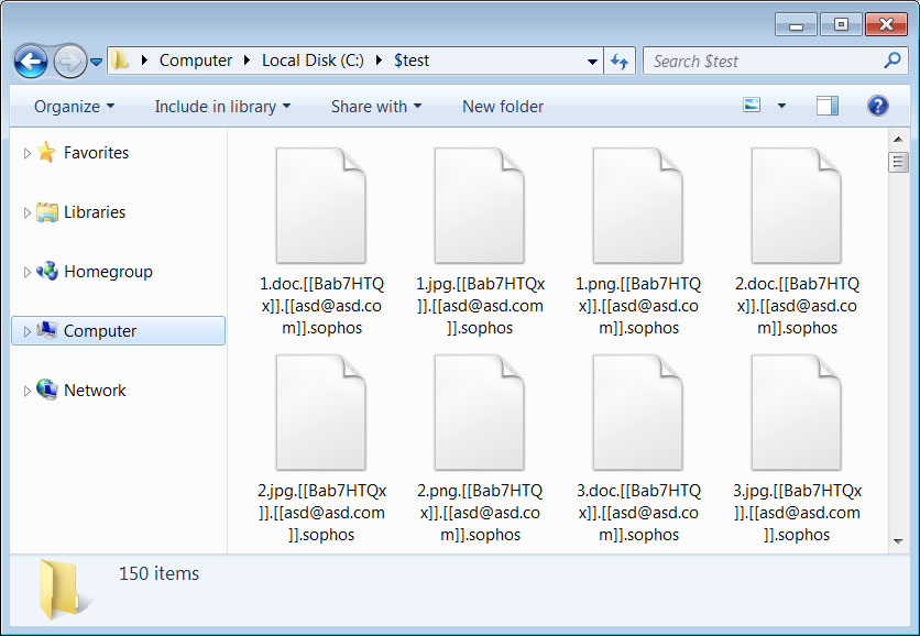 Files encrypted by SophosEncrypt