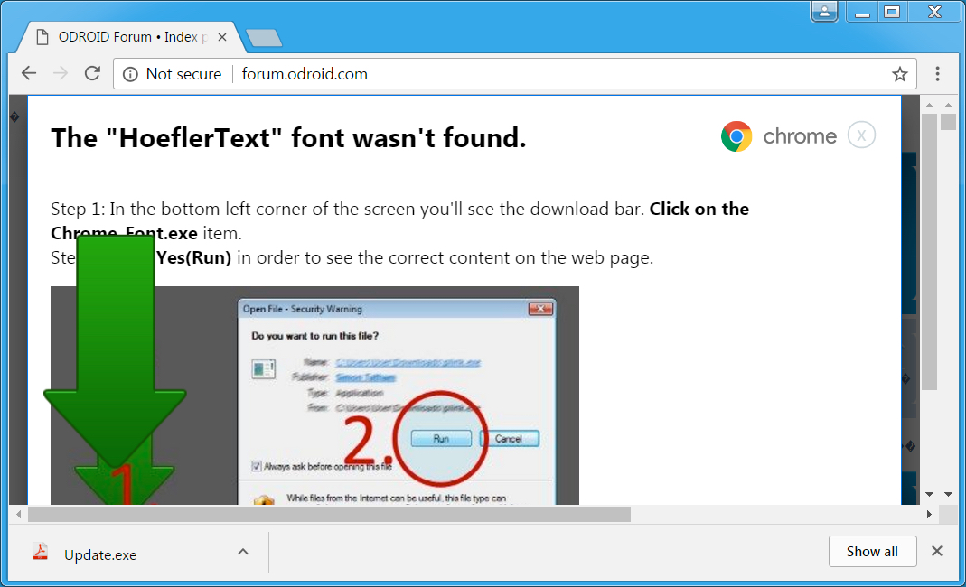 Instructions on how to Execute the Update.Exe Program