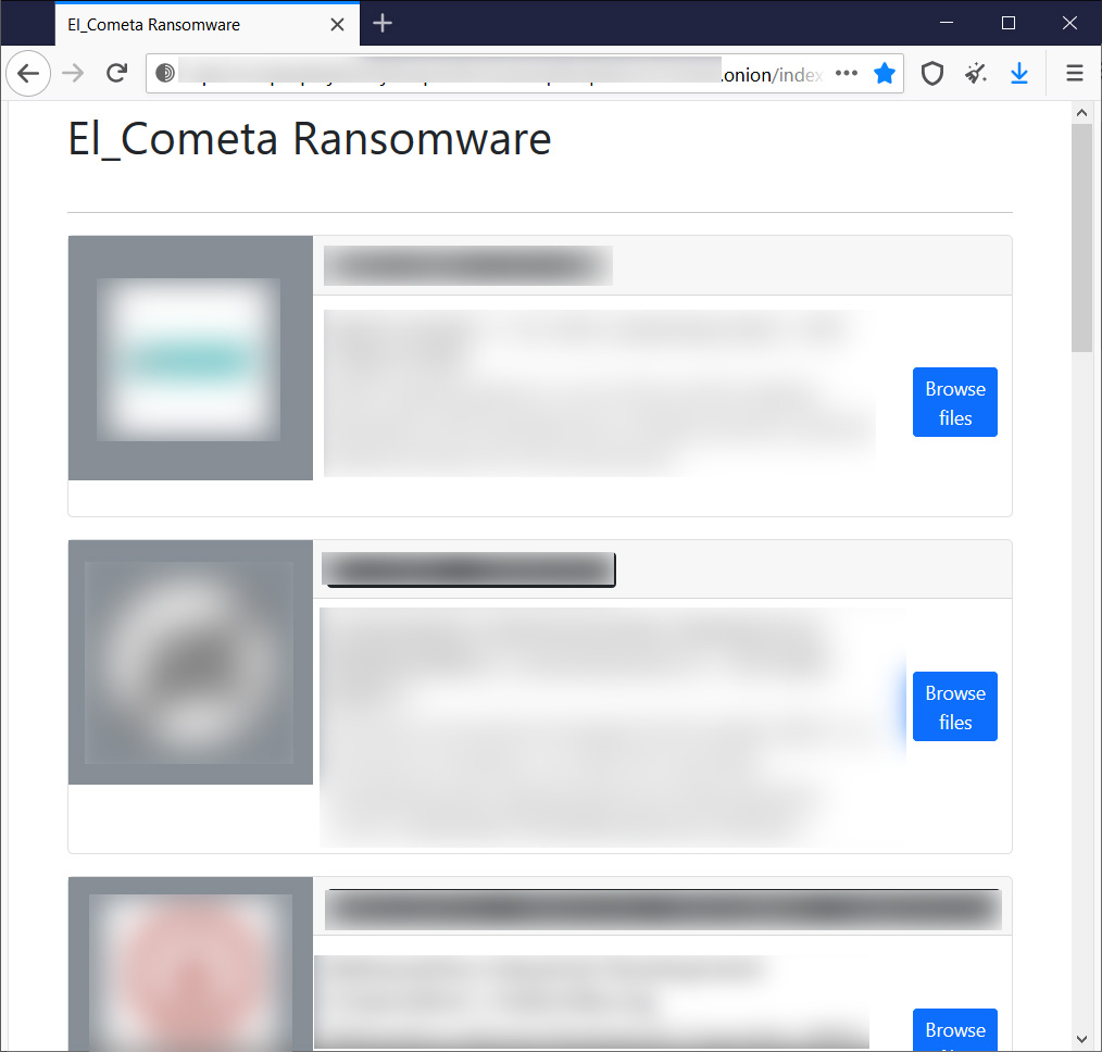 El_Cometa ransomware data leak site
