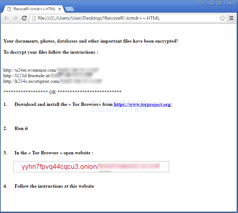 TeslaCrypt 4.2 Ransom Note