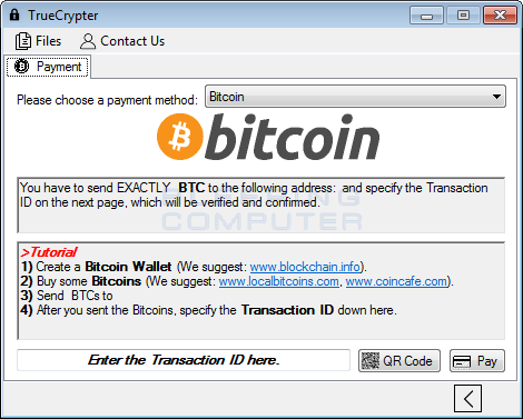 Bitcoin Payment Screen