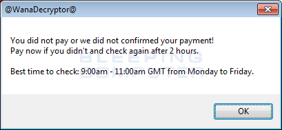 Payment not made Response