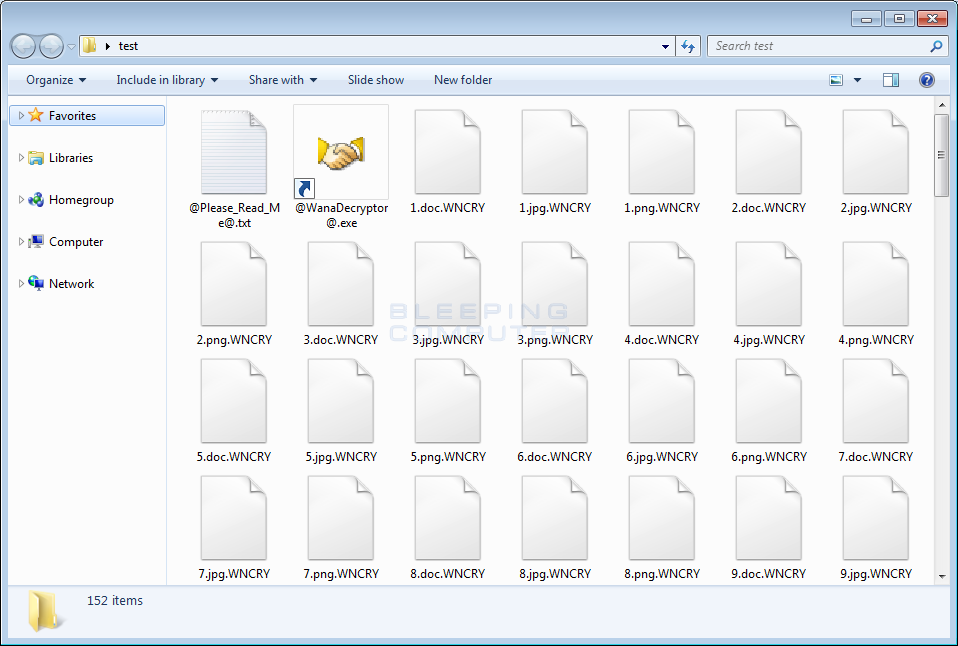 Folder of WNCRY Encrypted Files