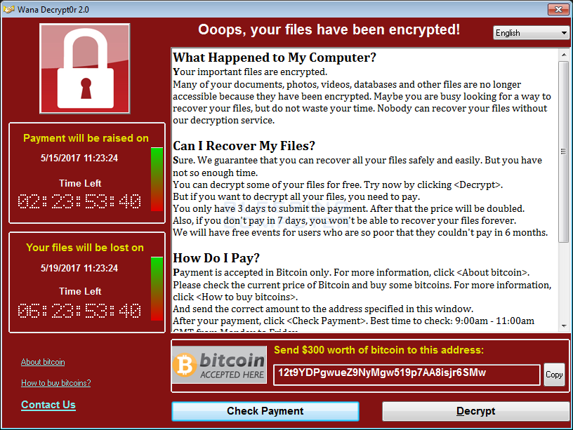 WannaCry ransom note