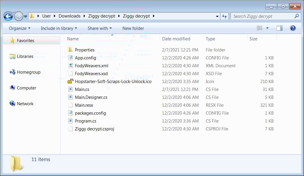 Source code for various Ziggy ransomware decryptor