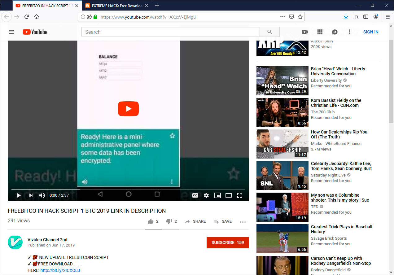 YouTube Bitcoin Scams Pushing the njRAT Backdoor InfoStealer YouTube Bitcoin Scam