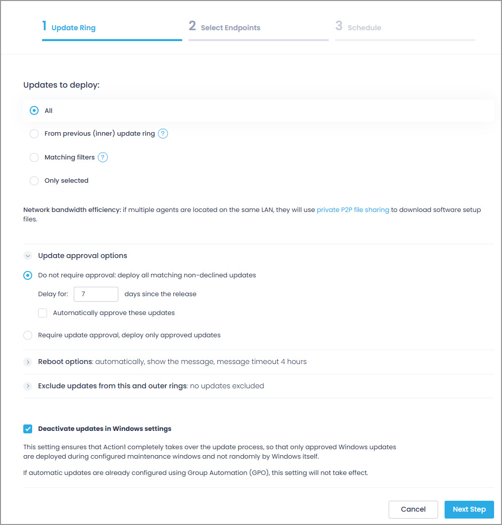 Update rings settings