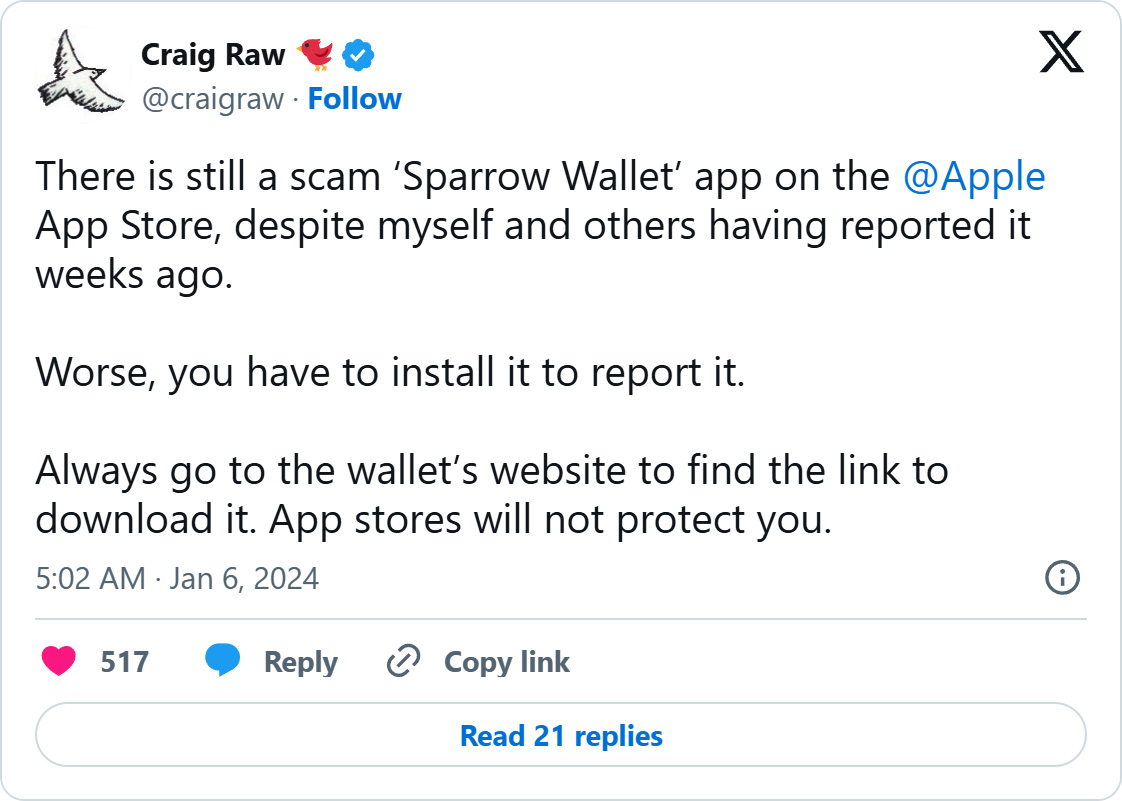 Tweet from Craig Raw