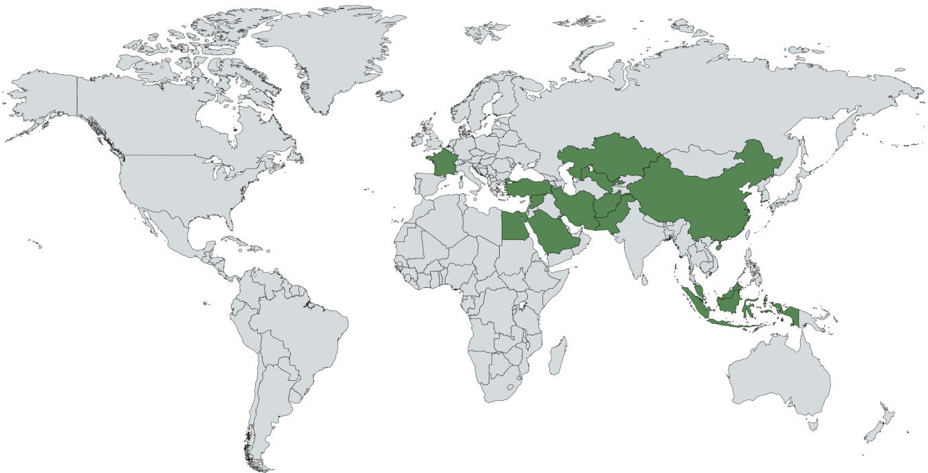 Countries targeted by APT15