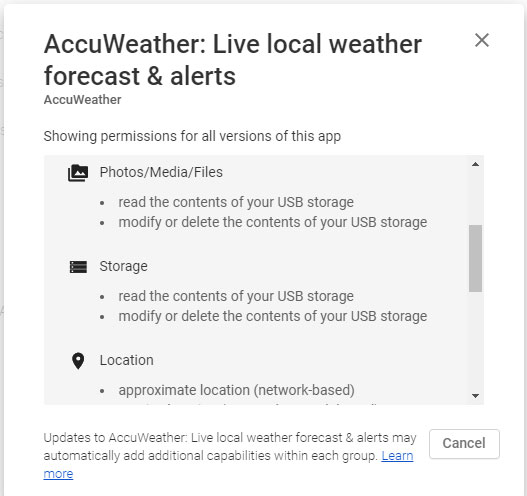 AccuWeather Permissions