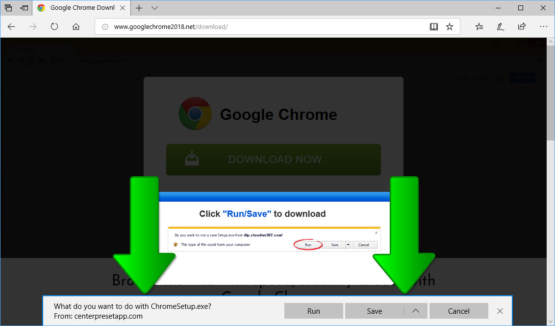 Download ChromeSetup.exe Adware/PUP Bundle