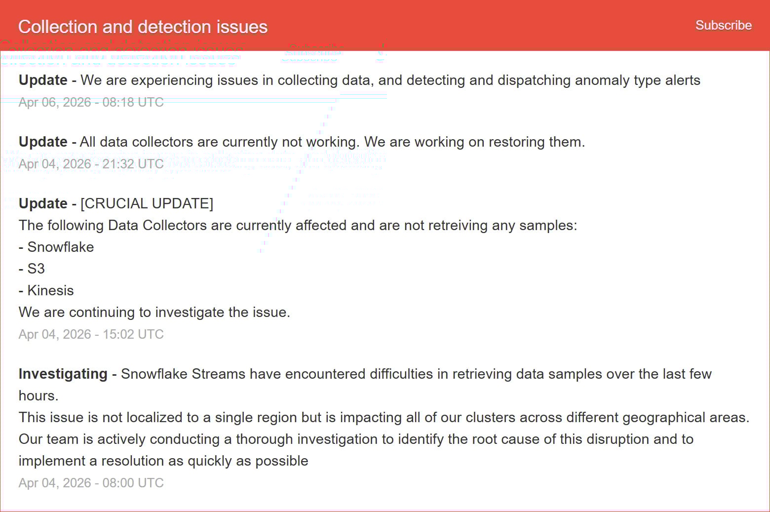 Current Anodot status page