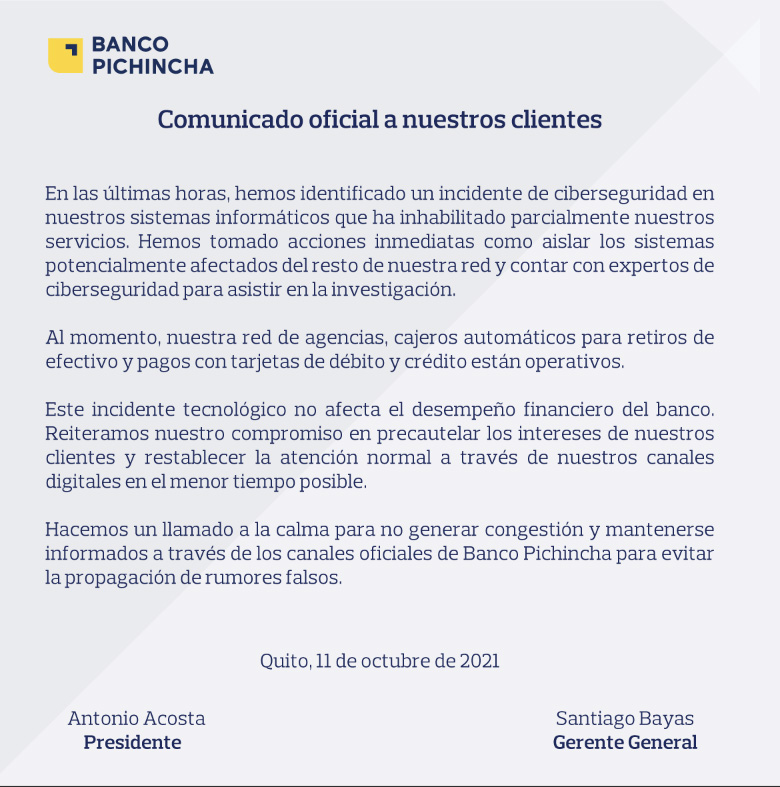 Banco Pichincha statement