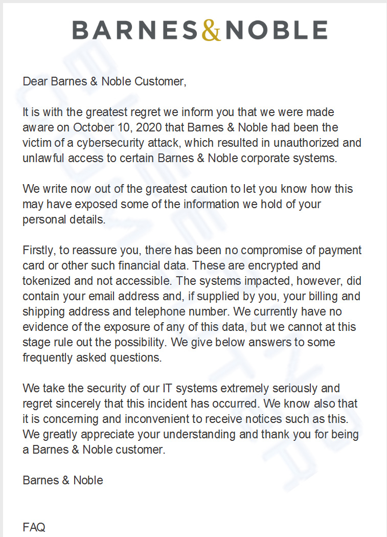 Barnes & Noble email notification
