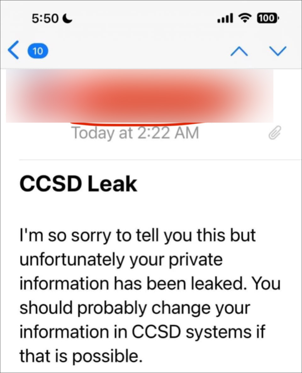 Emails sent to parents of CCSD students
