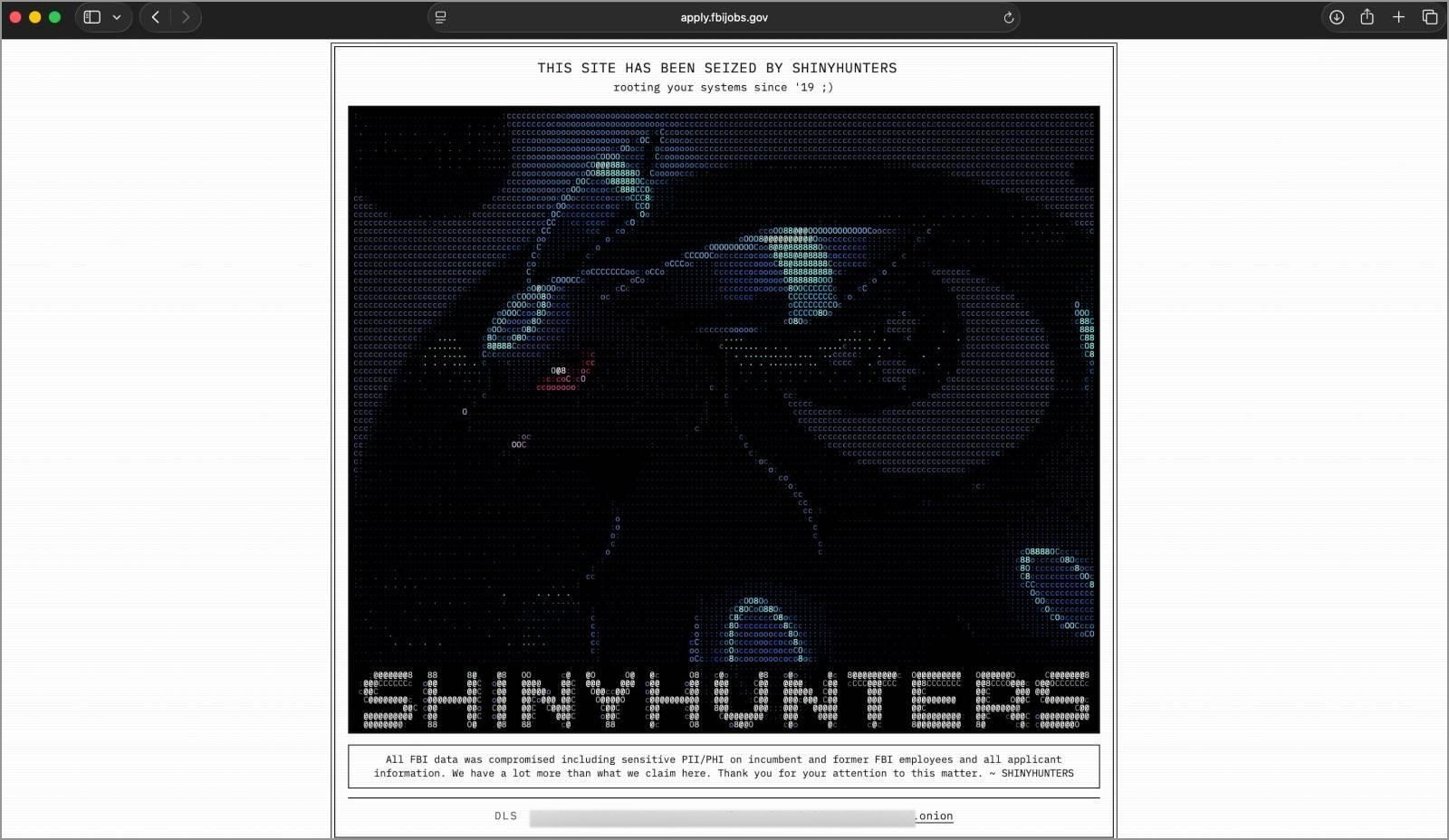 Allegedly defaced FBI Jobs website