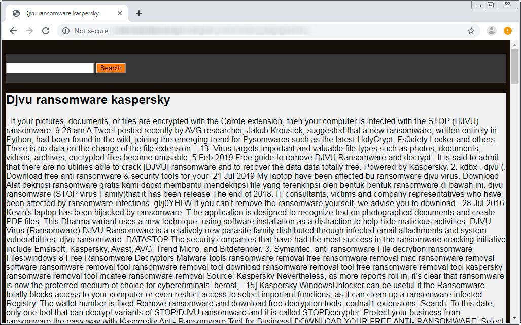 Spam page created to promote a decryptor