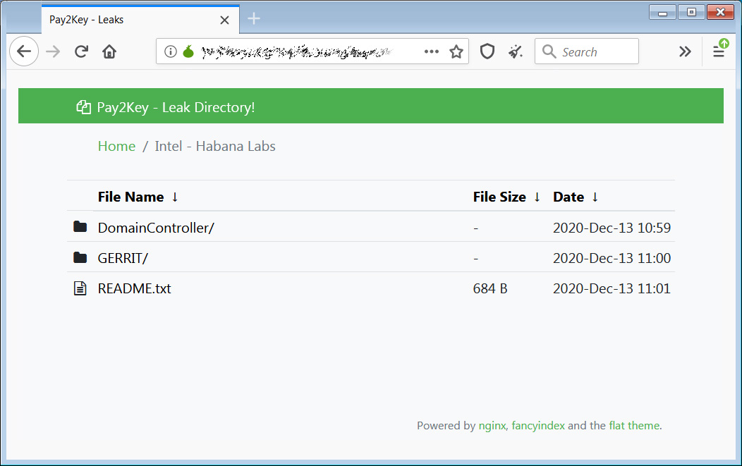 Pay2Key data leak page for Habana Labs