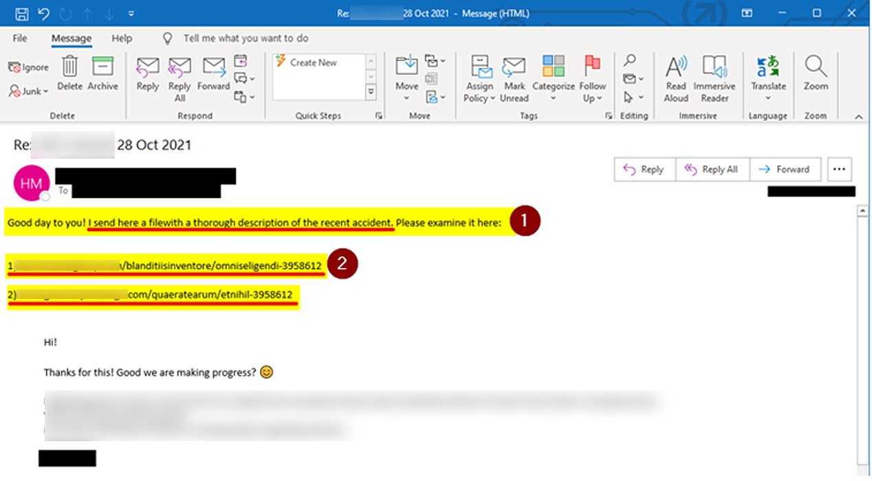 Ejemplo de correo electrónico de phishing enviado a empleados de IKEA