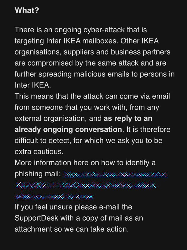 Internal email sent to IKEA employees