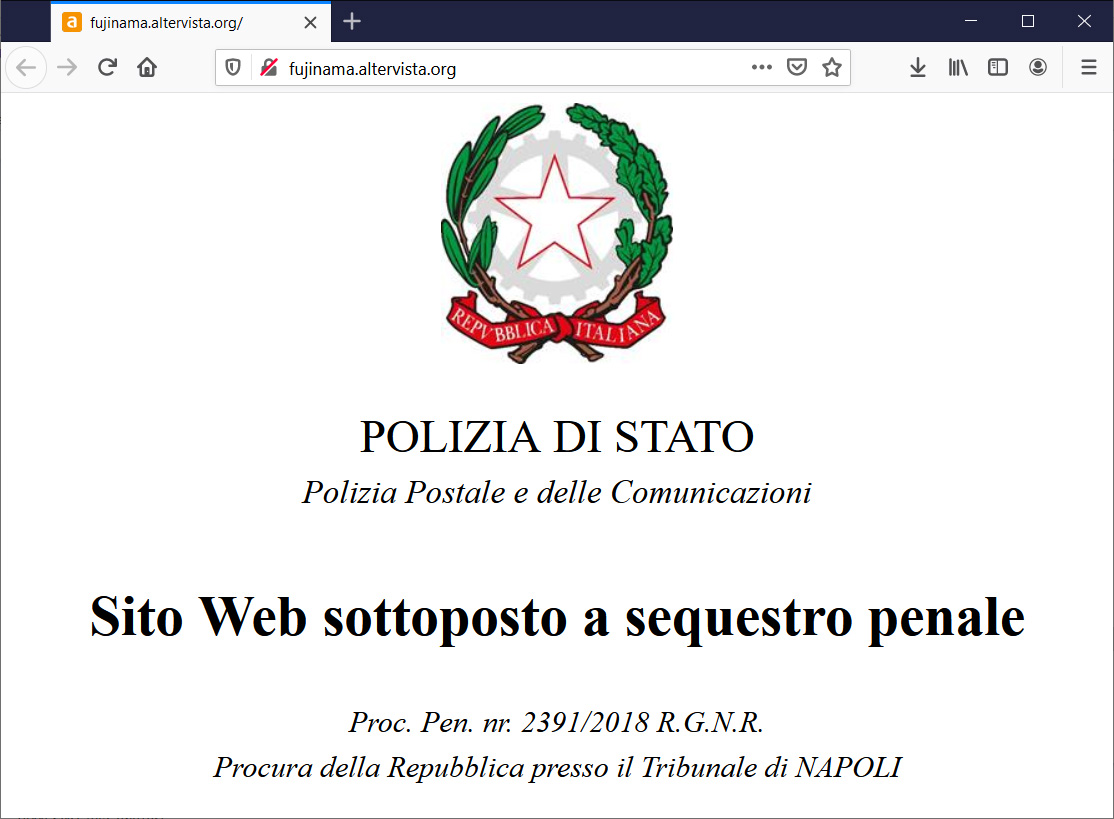 Polizia di Stato website seizure
